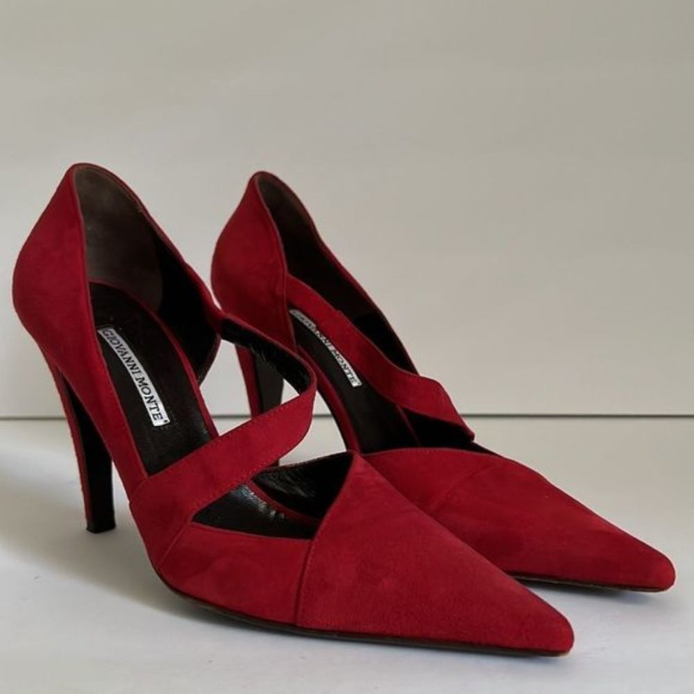 Giovanni Monte Red Suede Heels Size 38.5